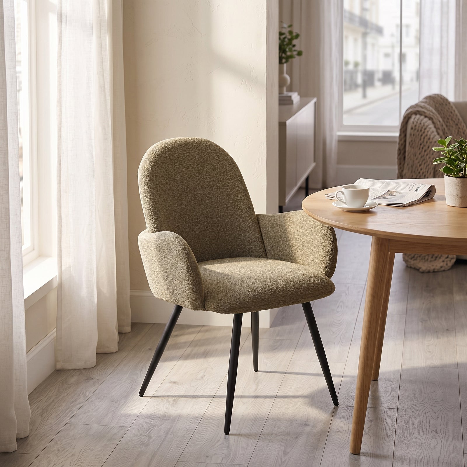 Breeins Set Of 2 Modern Linen Upholstered Dining Chairs