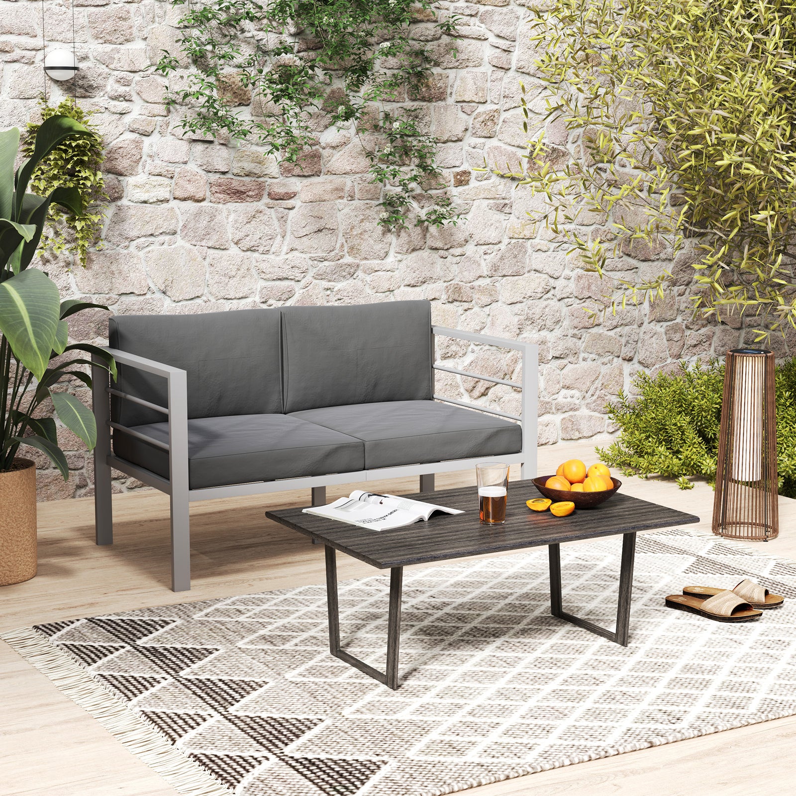 All-weather Garden Loveseat W/ Removable Cushions