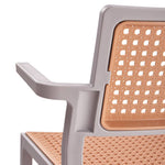 Set Of 4 Pseudo-rattan Pp Dining Chair With Armrest | Grey