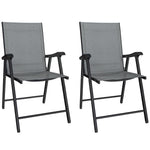 Folding Garden Chairs Set With High Back, Armrests | Set of 2 | Light Grey