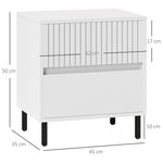 Bedside Table With 2 Drawers And Steel Legs For Bedroom | One Size | White