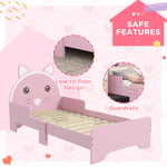 Toddler Bed Frame Cat Design Bed With Guardrails 143l X 74w X 72hcm - Pink | Pink