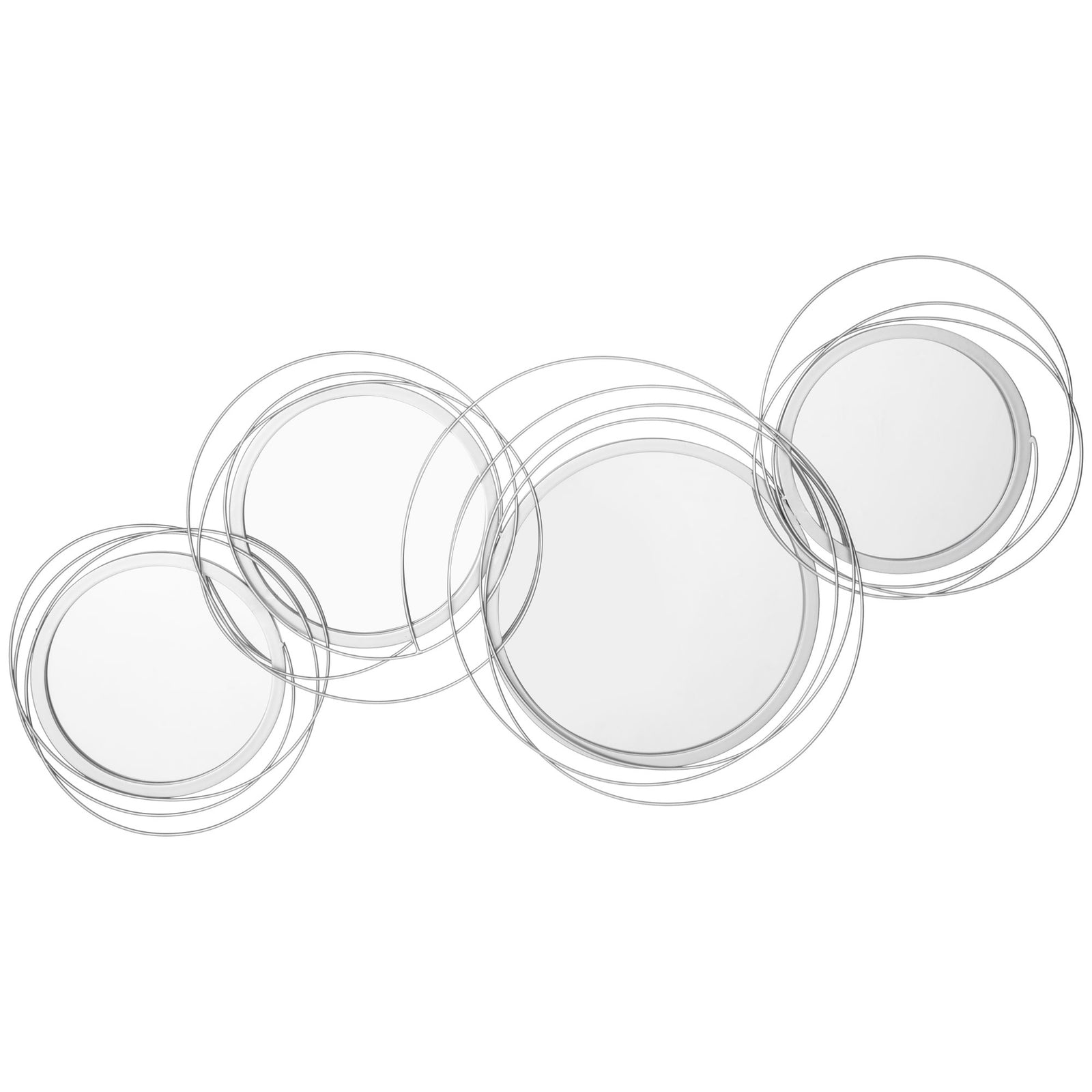 Metal Wall Art Decorative Mirror Modern Wall Sculpture | One Size | Silver