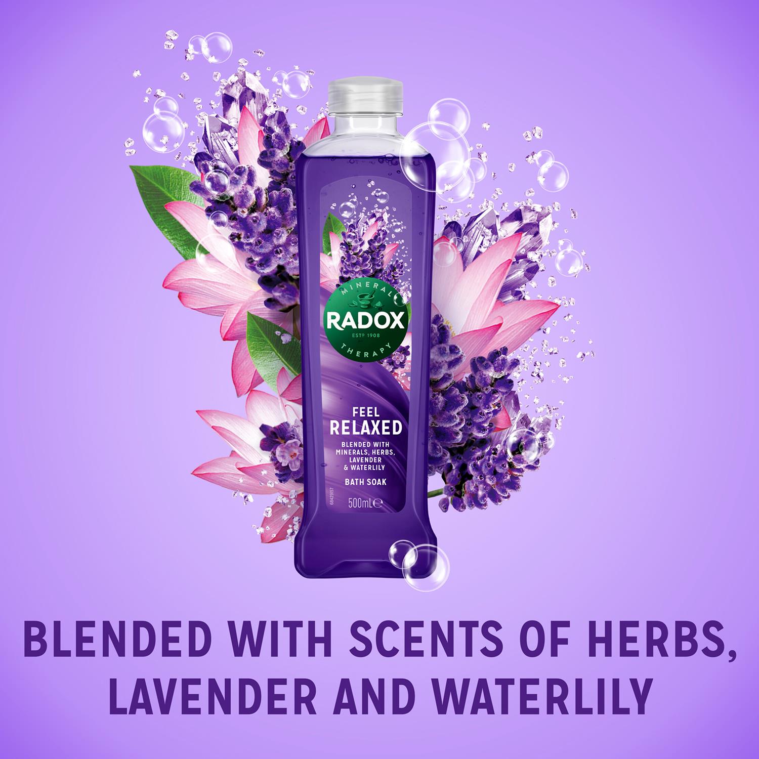 100% Nature Inspired Fragrance Bath Soak, Feel Relaxed, 6 Pack, 500ml | 6 | Purple