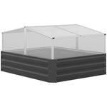Raised Garden Bed With Greenhouse Dark Grey