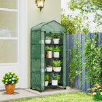Outsunny Mini Greenhouse 4-tier Portable Plant House Shed Pe Cover, Green
