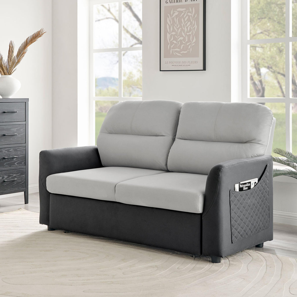 Rhona Faux Suede Sofa Bed 2 Seater | Grey