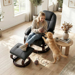 Recliner Chair With Footstool, Swivel Recliner Armchair | Black