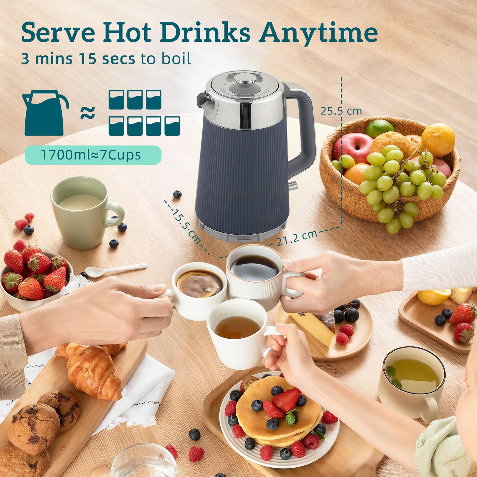Rapid Boil Kettle & Toaster Set | Grey