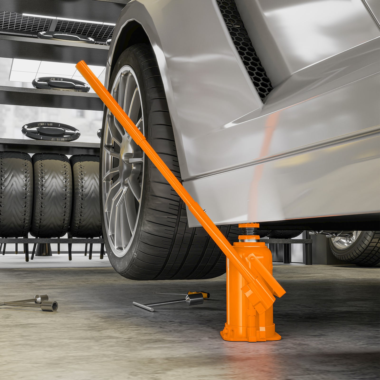 HOMCOM 12 Tonne Hydraulic Bottle Jack, 19-37 Cm Car Jack Lift, Orange