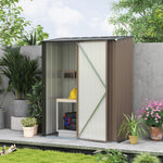 Outdoor Storage Shed Steel Garden Shed With Lockable Door | Brown