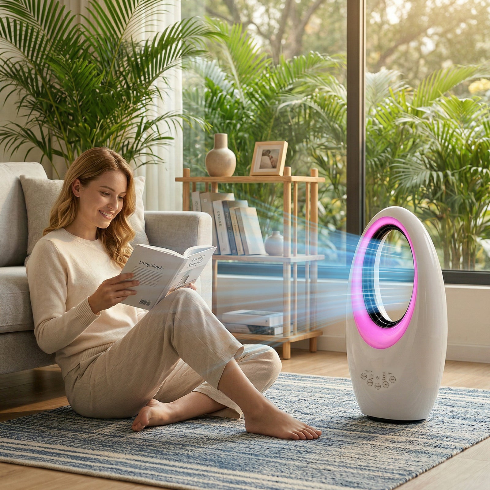 HOMCOM Bladeless Tower Fan For Bedroom, 36db Standing Cooling Fan, White