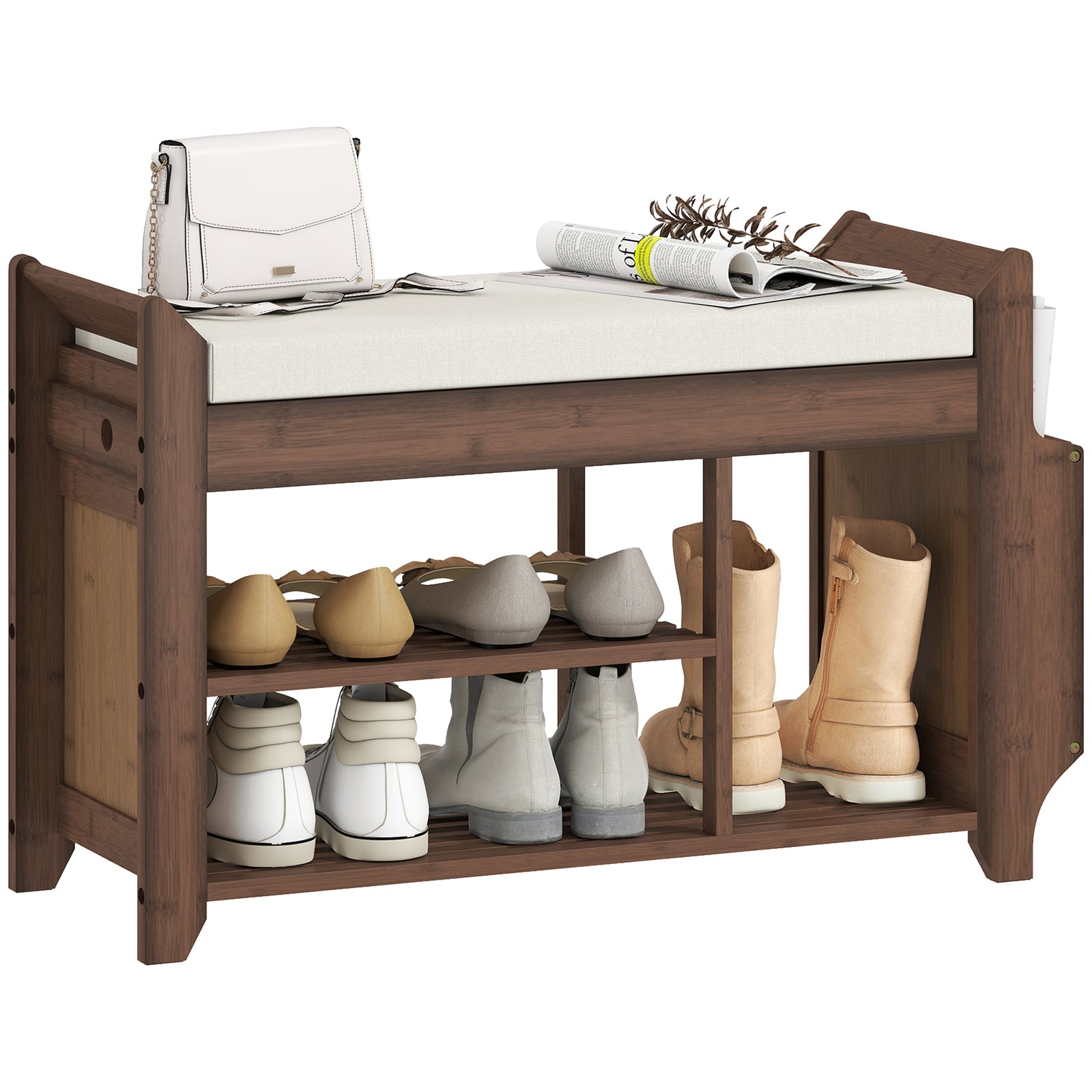 Shoe Bench Cushioned Seat 100 Cm | Dark Brown