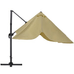 Large Square Patio Parasol With Durable Polyester Canopy, Pa Waterproof Coating, Adjustable Height, 360° Foot Pedal Rotation With Cross Base & Round Base | One Size | Taupe