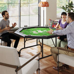 8 Player Foldable Poker Table W/ Cup Holders