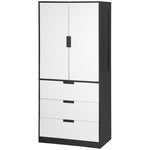 2 Door Wardrobe Wardrobe With 3 Drawer And Hanging Rod | One Size | Black