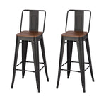 Set Of 2 Metal Frame Industrial Style High Chair Bar Stool | Set of 2
