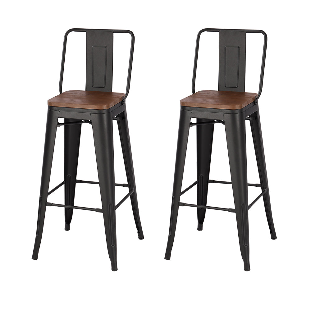 Set Of 2 Metal Frame Industrial Style High Chair Bar Stool | Set of 2