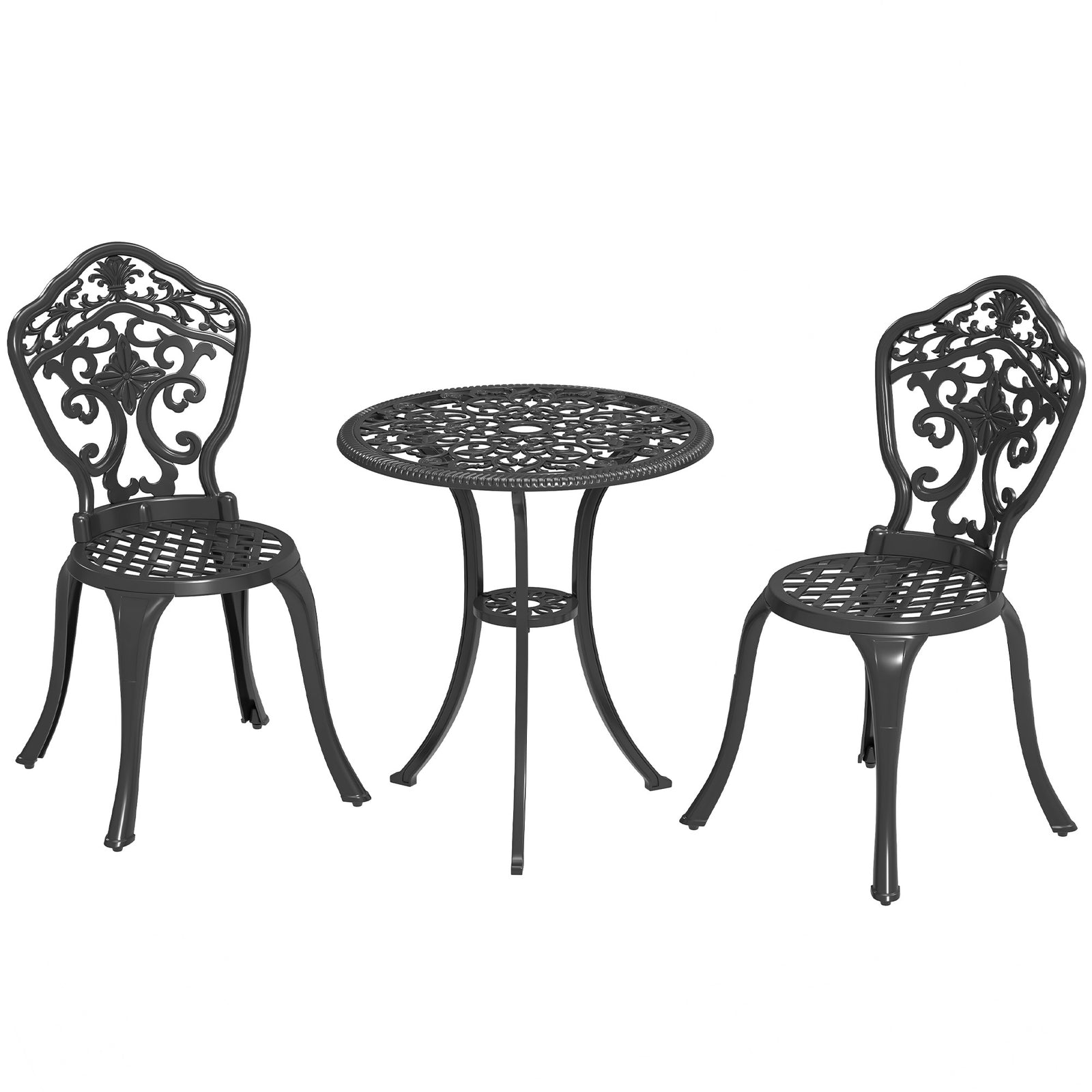 3 Piece Cast Aluminium Bistro Set W/parasol Hole For Balcony