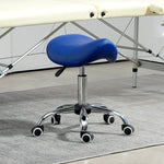 Pu Leather Saddle Stool W/ Moulded Padded Seat Adjustable | One Size | Blue