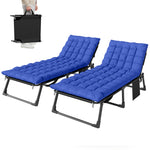 Folding Sun Lounger, Oversized Camping Bed | Set of 2 | Blue