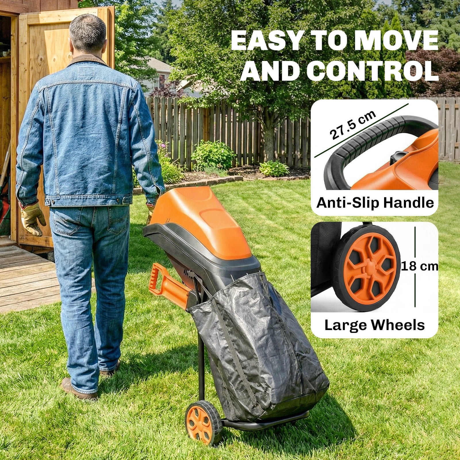 Outsunny 2500w Electric Wood Chipper With 45l Collection Bag