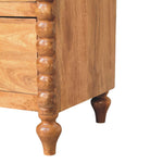 Spindle 3-drawer Chest – Solid Wood, Light Brown Finish