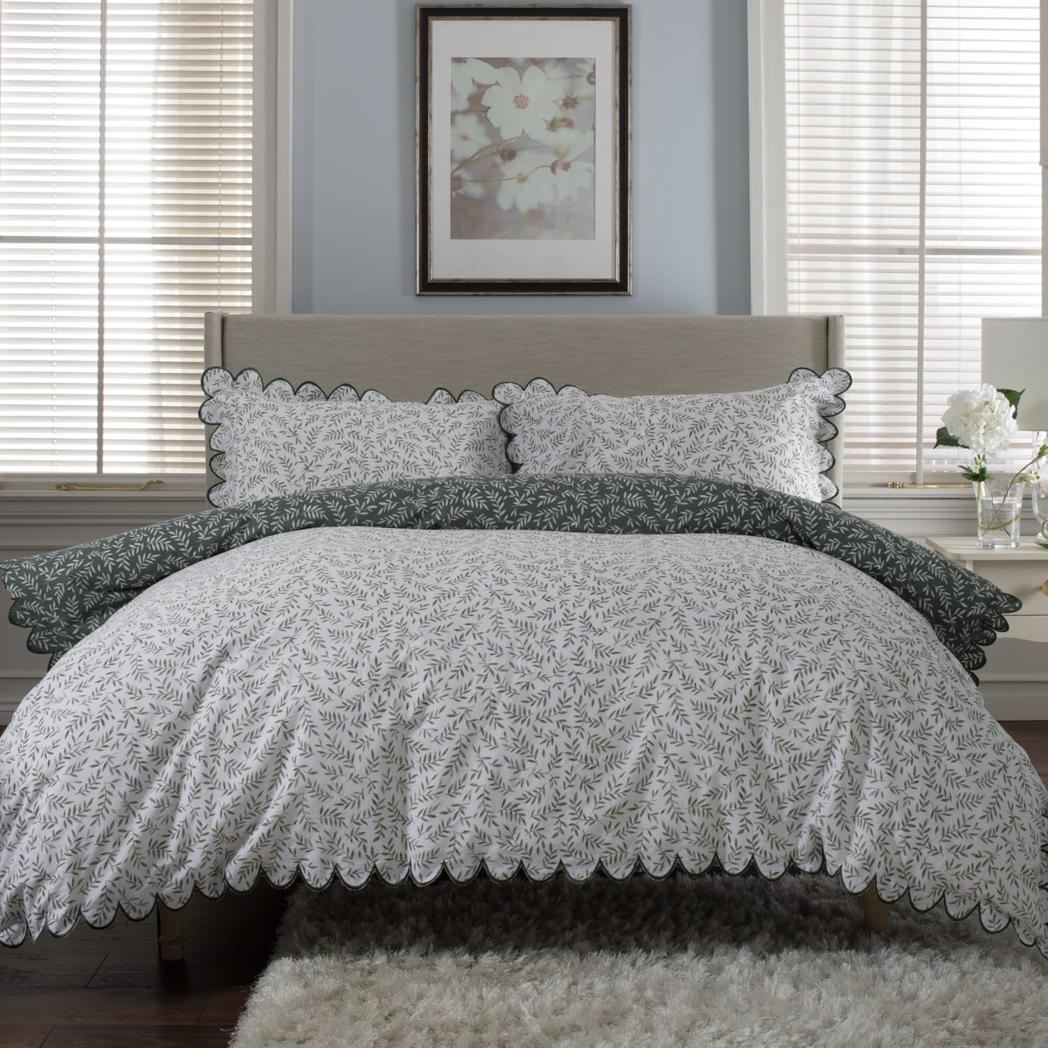 Ashling Garden Duvet Set With Leaf Printed Design | Super King | Green