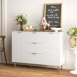 Sideboard Buffet Cabinet W/ 3 Drawers And Adjustable Shelves