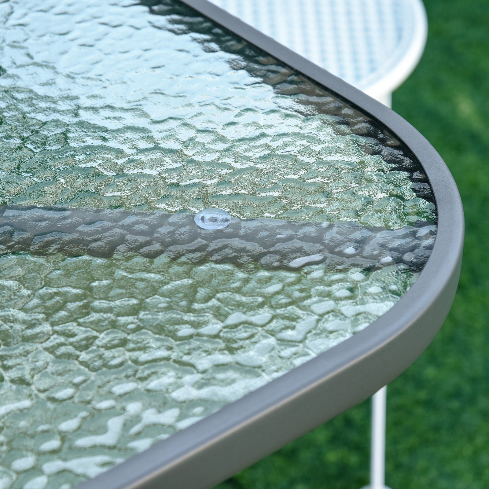 Aquatex Glass Garden Table Curved Frame With Parasol Hole