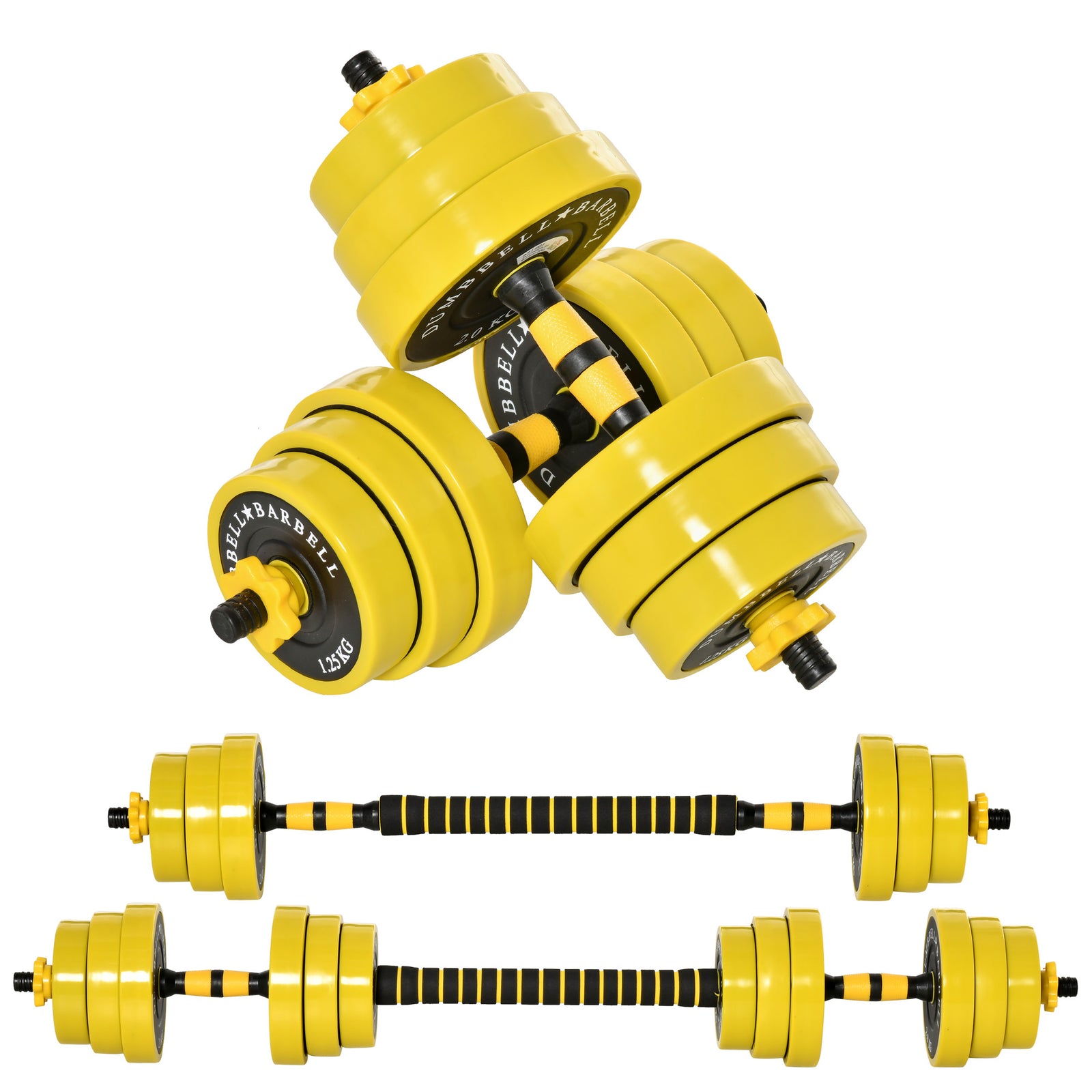 2 In 1 Barbell & Dumbbell Set | 20kg | Yellow
