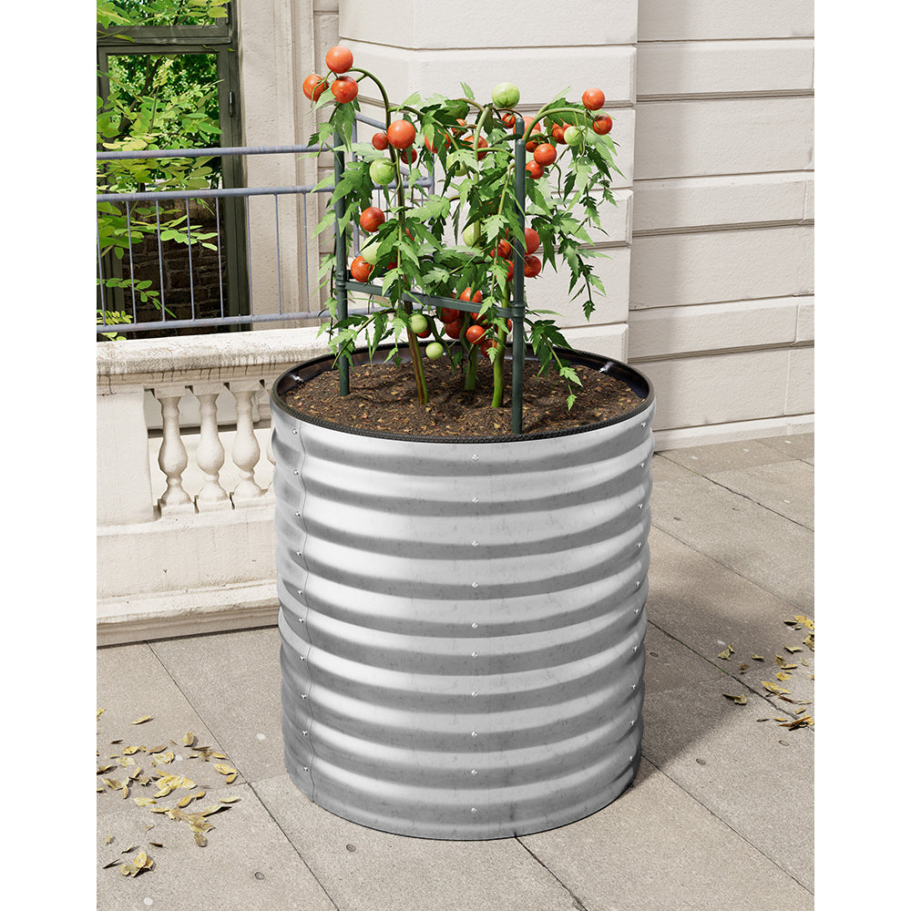 0.8m(dia) X 0.4/0.8m H Gardens Plan Round Galvanized Steel Raised Garden Bed | Large | Galvanized Silver