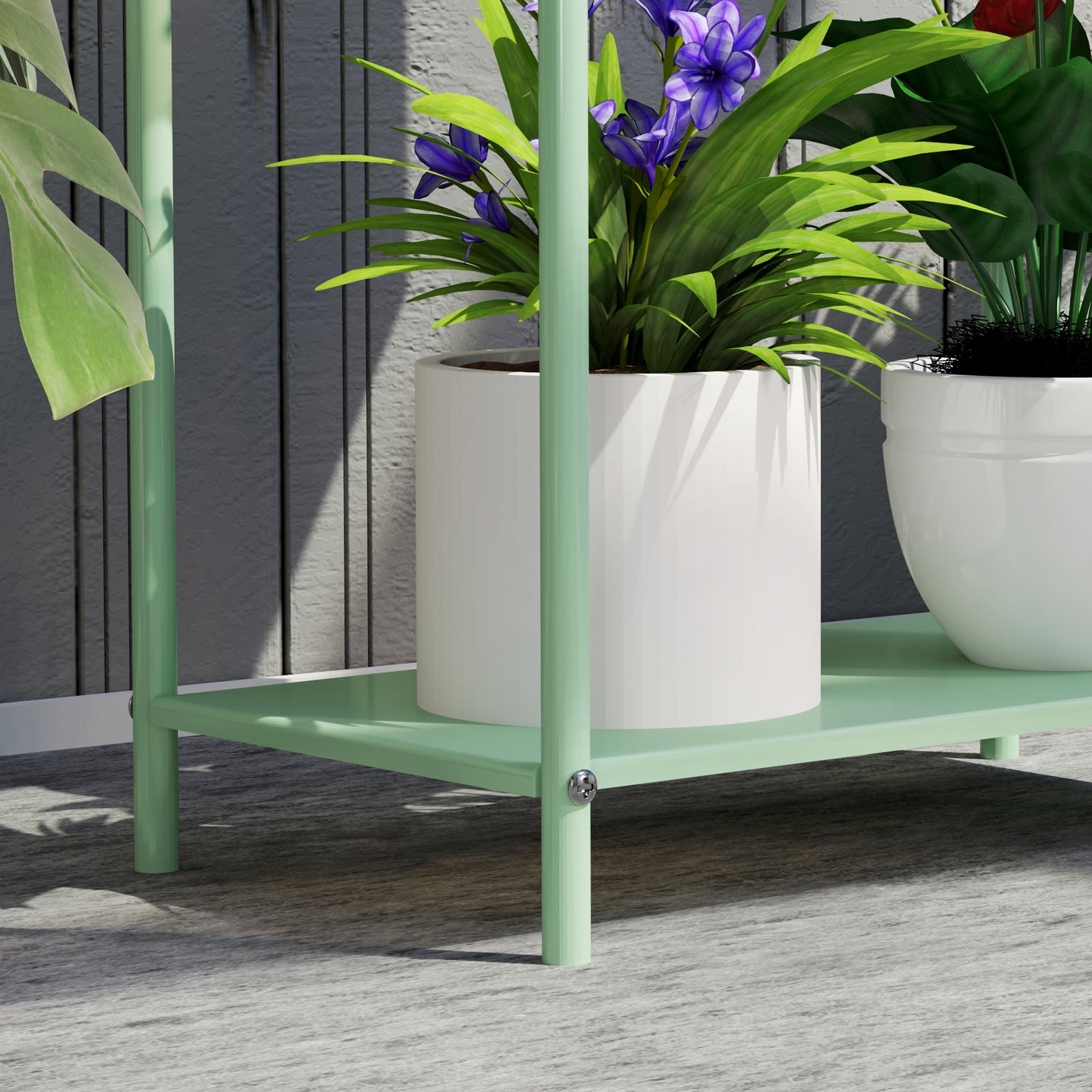 2 Tier Plant Stand, Metal Plant Rack W/ Drain Holes