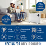 Wifi Smart Electric Radiator Panel Heater White Wall Mounted Or Floor Standing Bathroom Safe Timer And Thermostat | 1200w | White