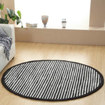 Groove Black And White Monochrome Stripy Cotton Chindi Rug, 150 Cm Round