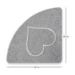 Spaghetti Anti Slip Quadrant Shower/bath Mat - Heart Embossed | 60cm x 60cm | Grey
