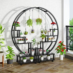 2pcs Half-moon-shaped Plant Stand Display Shelf With Wheels