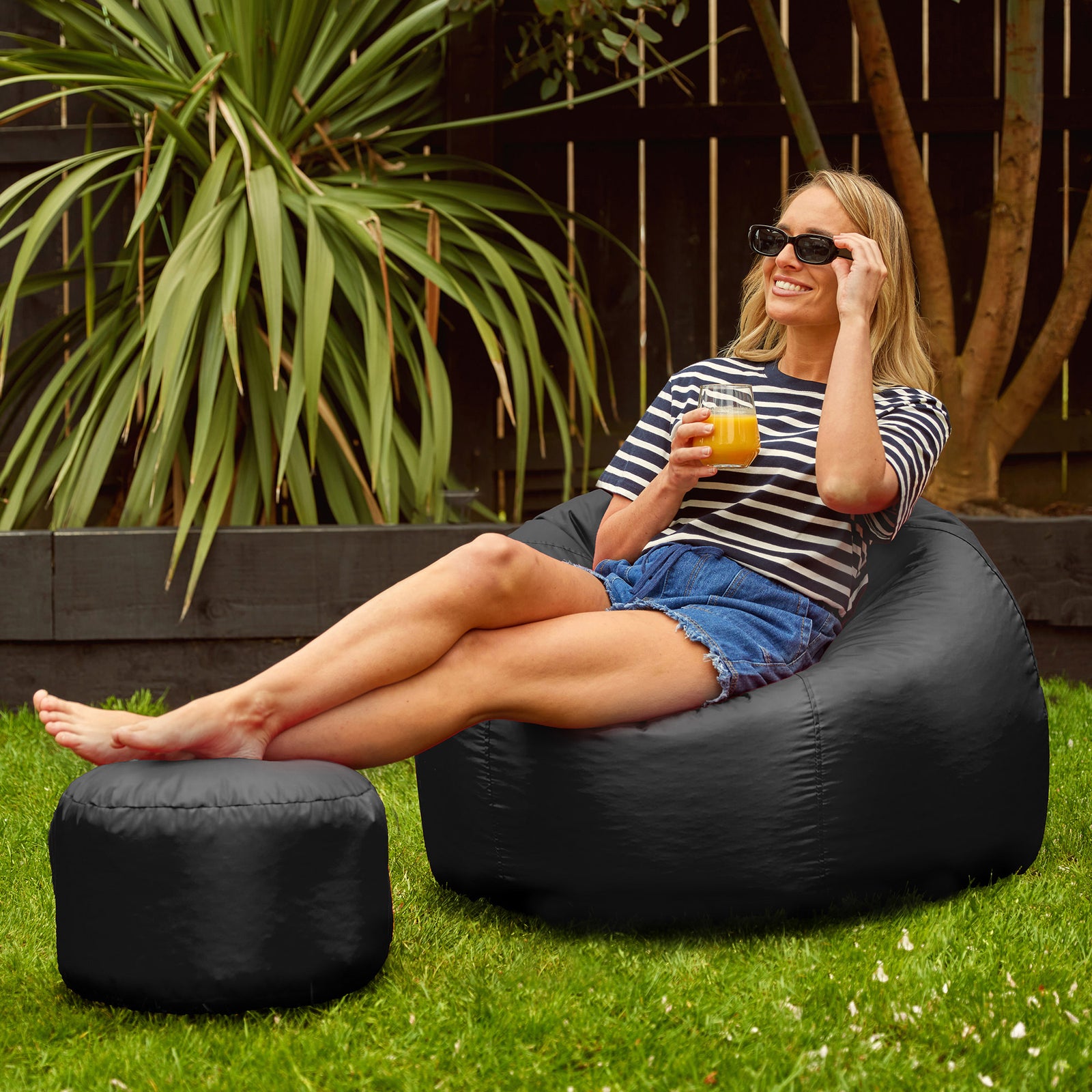 Classic Indoor Outdoor Bean Bag & Pouffe Chair | Black