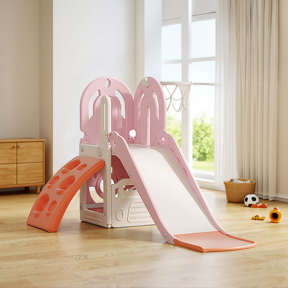 Toddler Slide, Climber & Basketball Hoop Playset With Toy Storage – Safe Activity Center For Toddlers