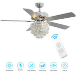 52 Inch Modern Ceiling Fan With Adjustable Led Light & Remote Quiet 5 Blade Fan Fixture