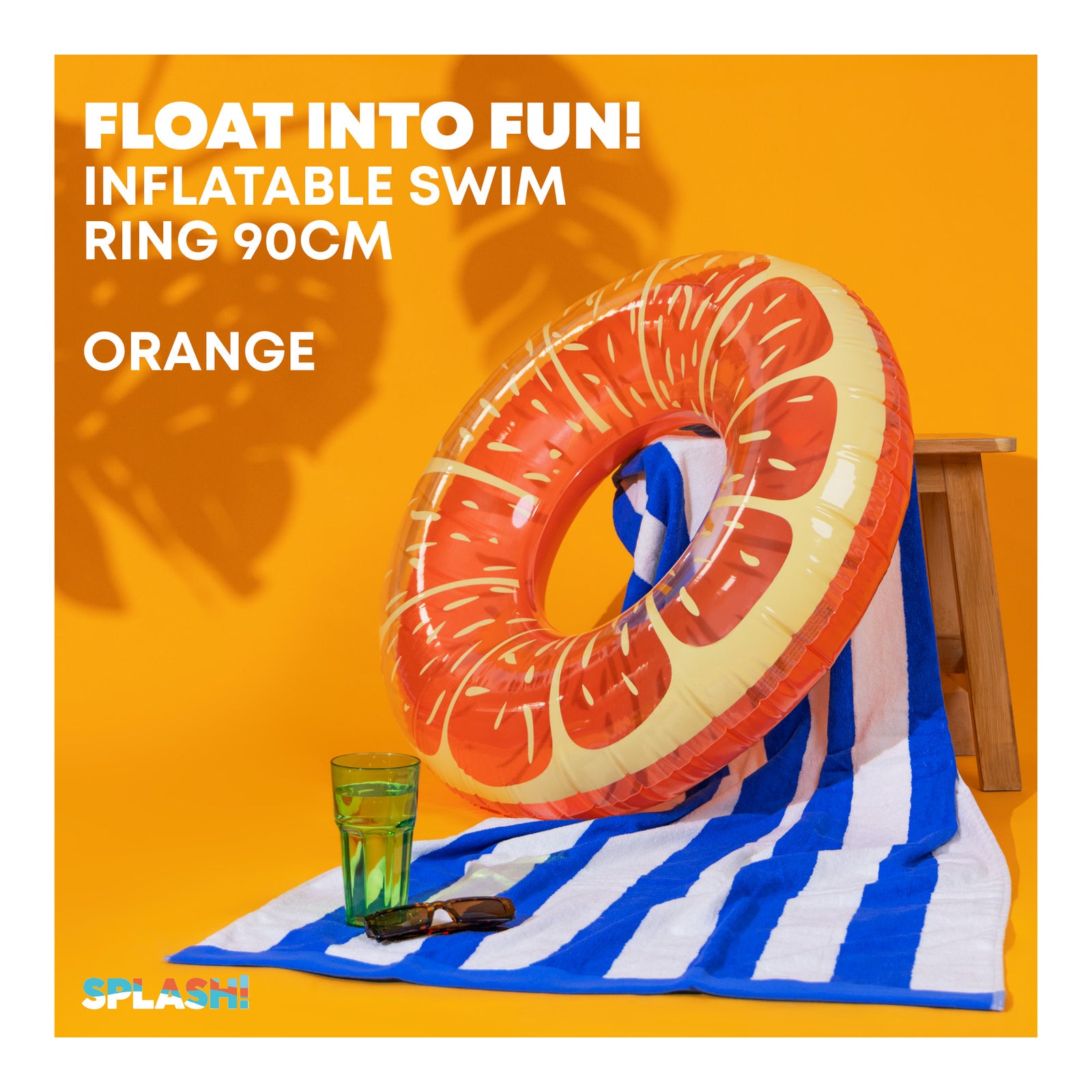Inflatable Orange Swim Ring 90cm | One Size | Orange