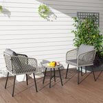 3 Piece Rattan Bistro Set, Patio Conversation Set | Gray