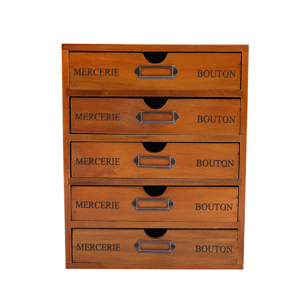 Rustic 5-drawer Wooden Organizer Box