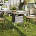 Outdoor Pe Rattan Dining Table W/ Wood-plastic Composite Top