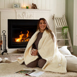Sandringham Faux Fur Heated Throw 130x170cm – Luxurious Electric Ultra-soft Blanket With 10 Heat Settings | 130cm x 170cm | Cream