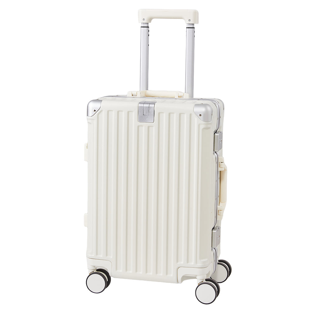 20 Inch Suitcase With Combination Lock And Usb Charging Port | White