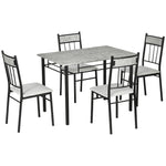 Dining Table Set With Padded Seats, Metal Frame