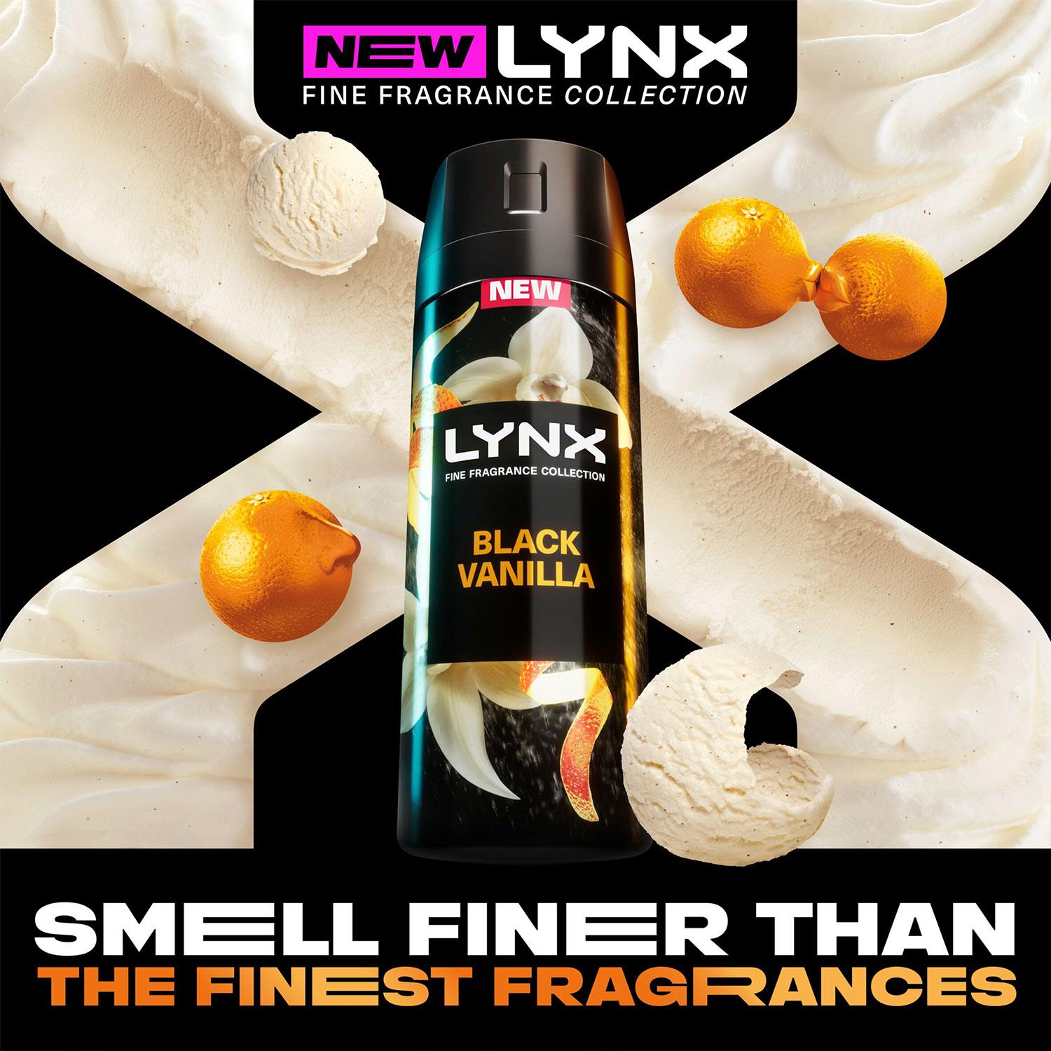 Lynx Fine Fragrance Collection Black Vanilla Deodorant Body Spray 150ml, 6 Pack