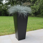Zinc Galvanised Tall Flared Tapered Square Planter | 30cm x 30cm x 70cm | Matte Black