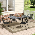 Garden Tempered Glass Square Table With Set Of 4 Pe Rattan Chairs | Large | Black
